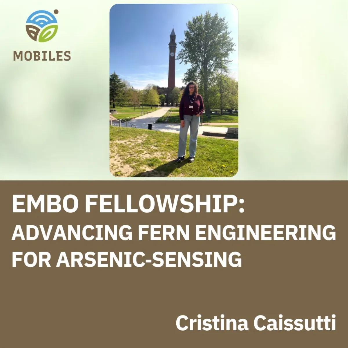 Cristina Caissutti Awarded EMBO Fellowship with her proposal "Synthetic Biology Approaches to Arsenic Biosensing in Ferns